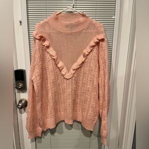 Eloquii Plus size 22/24 Beautiful Ruffle Pink Sweater. NWOT.